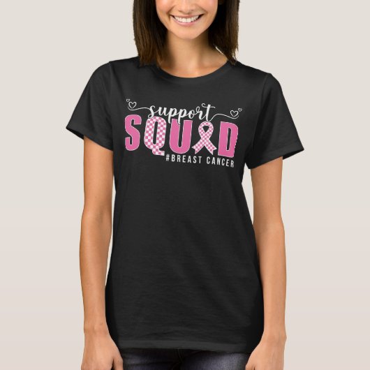 Borstkanker Support Squad Borstkanker Overlevende T-shirt (Voorkant)
