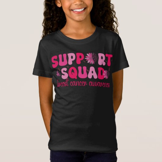 Borstkanker Support Squad Borstkanker Strijder T-shirt (Voorkant)