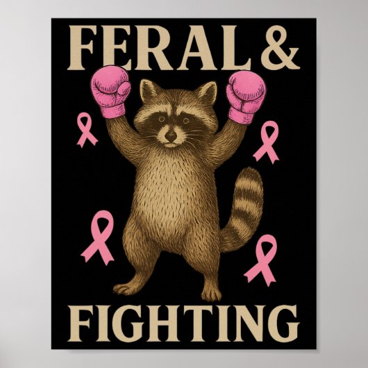 Borstkanker Support Squad Feral en Fighter Fun Poster (Voorkant)