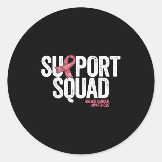 Borstkanker Support Squad Roze lint Patchwork Ronde Sticker (Voorkant)
