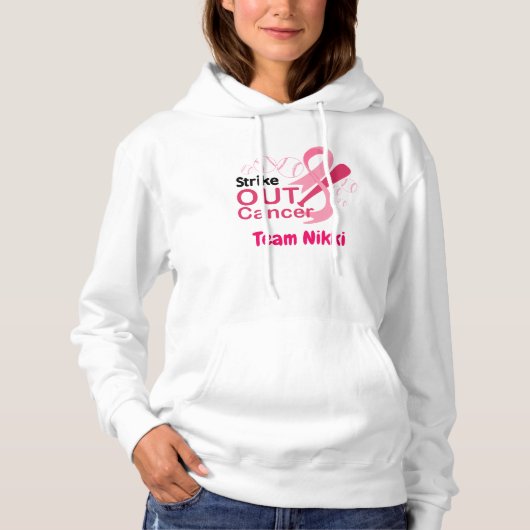 Borstkanker Support Team Pink Ribbon Personalisere Hoodie (Voorkant)