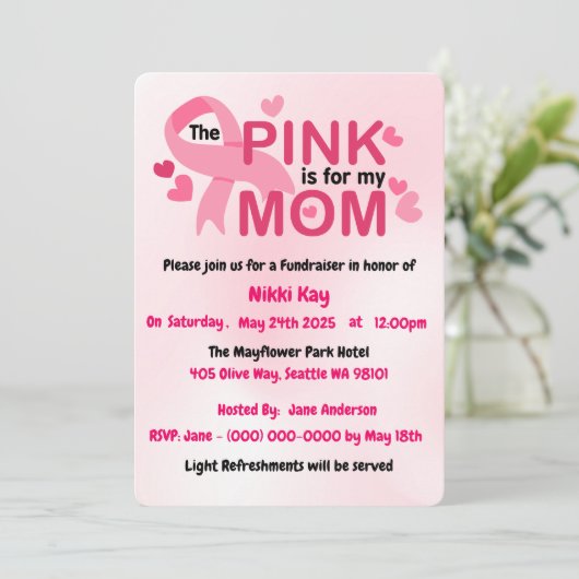 Borstkanker Support Team Pink Ribbon Personalisere Kaart (Staand voorkant)