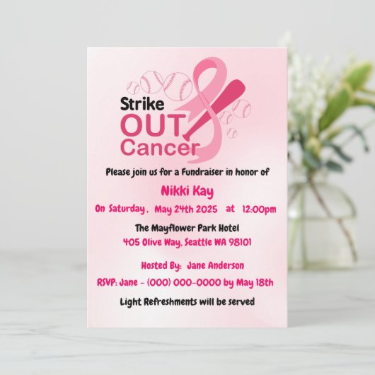 Borstkanker Support Team Pink Ribbon Personalisere Kaart (Staand voorkant)