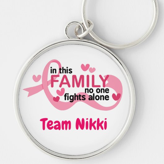 Borstkanker Support Team Pink Ribbon Personalisere Sleutelhanger (Voorkant)