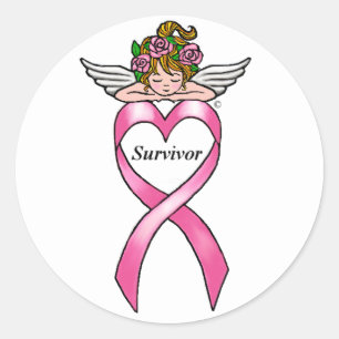 Borstkanker "Survivor" Angel Ronde Sticker