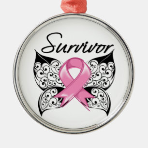 Borstkanker Survivor Butterfly Metalen Ornament