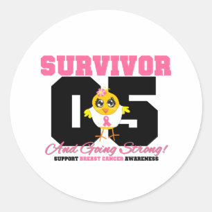 Borstkanker Survivor Chick 05 jaar Ronde Sticker