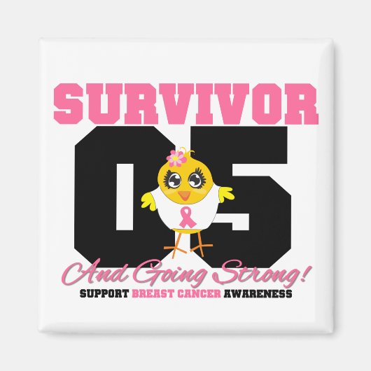 Borstkanker Survivor Chick 5 jaar Magneet (Voorkant)