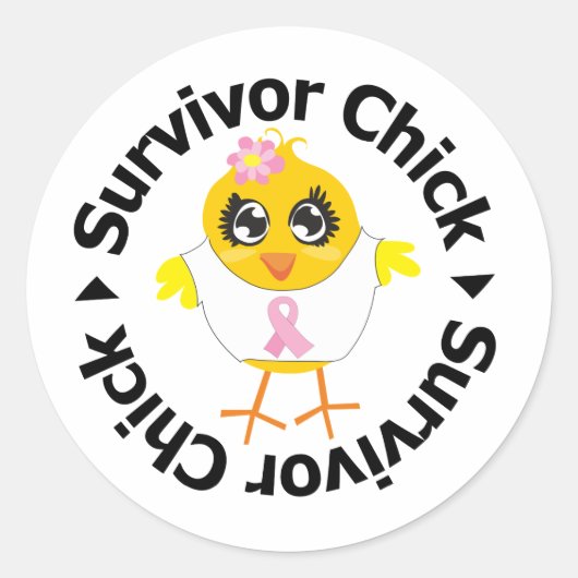 Borstkanker Survivor Chick Ronde Sticker (Voorkant)