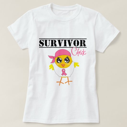 Borstkanker Survivor Chick T-shirt (Design voorkant)