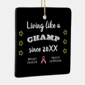  borstkanker Survivor gele sterren Keramisch Ornament (Rechts)