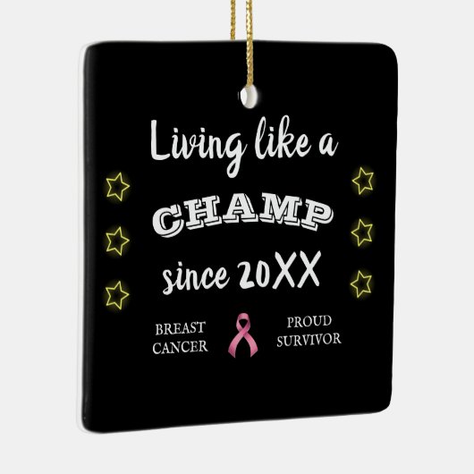  borstkanker Survivor gele sterren Keramisch Ornament (Rechts)