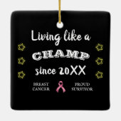  borstkanker Survivor gele sterren Keramisch Ornament (Achterkant)