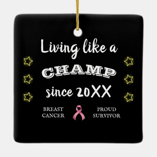  borstkanker Survivor gele sterren Keramisch Ornament (Achterkant)