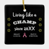  borstkanker Survivor gele sterren Keramisch Ornament (Voorkant)