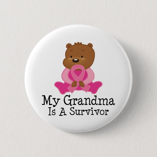 Borstkanker Survivor Grandma Ronde Button 5,7 Cm (Voorkant)