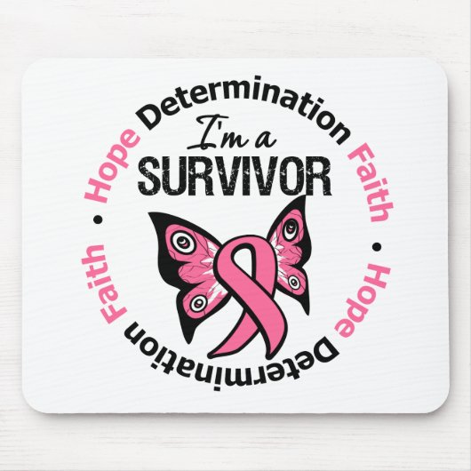 Borstkanker Survivor Hope Determination Faith Muismat (Voorkant)