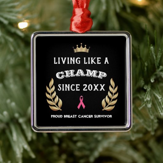  borstkanker Survivor laurel bladeren Metalen Ornament (Boom)