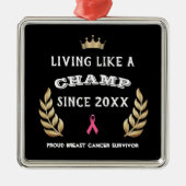  borstkanker Survivor laurel bladeren Metalen Ornament (Voorkant)