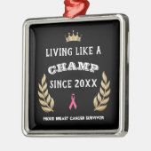  borstkanker Survivor laurel bladeren Metalen Ornament (Links)