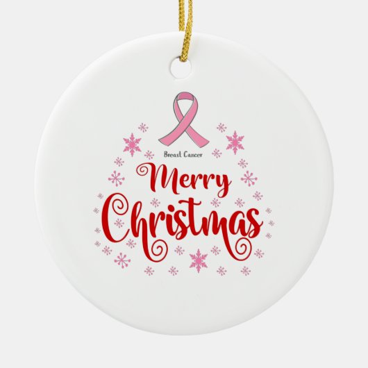 Borstkanker Survivor Merry Kerstmis Keramisch Ornament (Voorkant)
