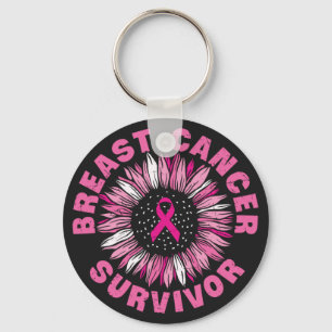 Borstkanker Survivor Pink Ribbon Sunflower Sleutelhanger