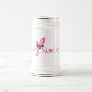Borstkanker Survivor Ribbon Bierpul