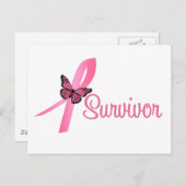 Borstkanker Survivor Ribbon Briefkaart (Voorkant / Achterkant)