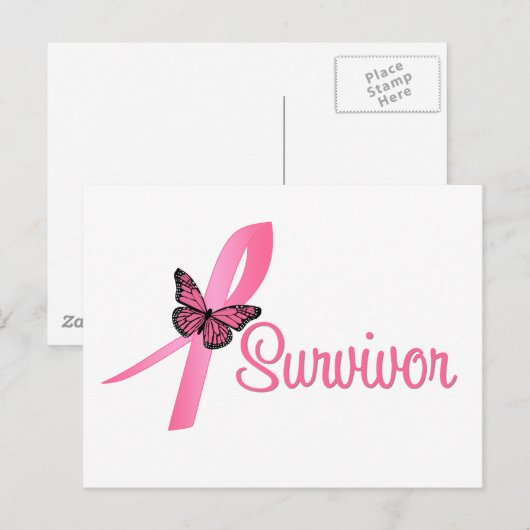 Borstkanker Survivor Ribbon Briefkaart (Voorkant / Achterkant)