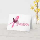 Borstkanker Survivor Ribbon Kaart (Gele Bloem)
