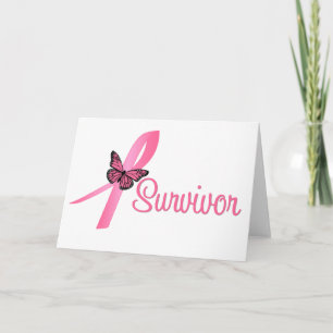 Borstkanker Survivor Ribbon Kaart