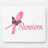 Borstkanker Survivor Ribbon Muismat (Voorkant)