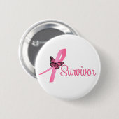 Borstkanker Survivor Ribbon Ronde Button 5,7 Cm (Voorkant /achterkant)
