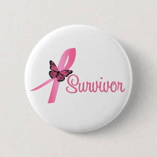 Borstkanker Survivor Ribbon Ronde Button 5,7 Cm