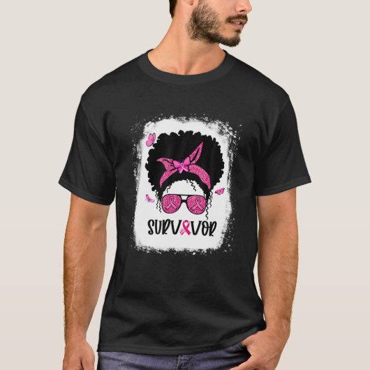 Borstkanker Survivor Rosie Riveter Pink Awarenes T-shirt (Voorkant)