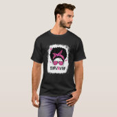 Borstkanker Survivor Rosie Riveter Pink Awarenes T-shirt (Voorkant volledig)