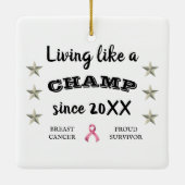 borstkanker Survivor Silsterren Keramisch Ornament (Achterkant)