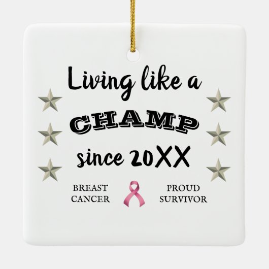 borstkanker Survivor Silsterren Keramisch Ornament (Achterkant)
