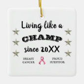 borstkanker Survivor Silsterren Keramisch Ornament (Voorkant)