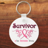 Borstkanker Survivor Tribal Ribbon Sleutelhanger (Voorkant)