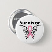 Borstkanker Survivor Tribale Butterfly Ronde Button 5,7 Cm (Voorkant /achterkant)
