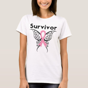 Borstkanker Survivor Tribale Butterfly T-shirt