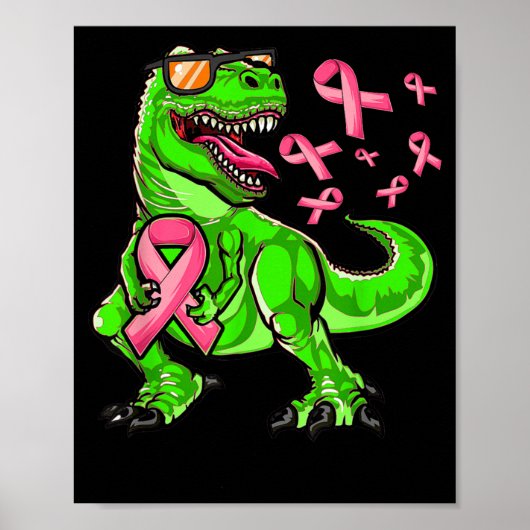 Borstkanker T-Rex Dinosaur Boys Borstkanker Poster (Voorkant)