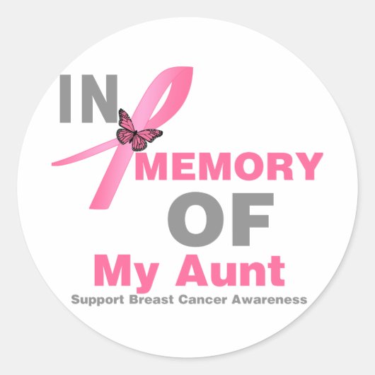 Borstkanker ter nagedachtenis van mijn tante ronde sticker (Voorkant)