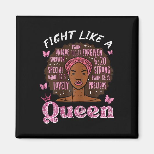 Borstkanker vecht als Queen Afro Survivor Aware Magneet (Voorkant)