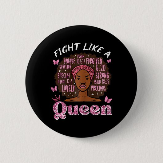 Borstkanker vecht als Queen Afro Survivor Aware Ronde Button 5,7 Cm (Voorkant)