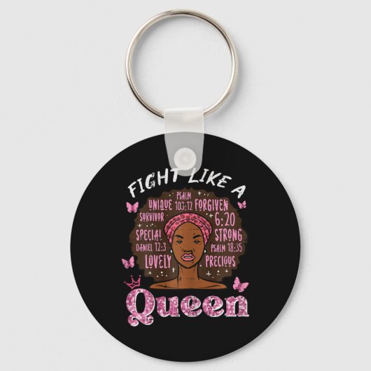 Borstkanker vecht als Queen Afro Survivor Aware Sleutelhanger (Voorkant)