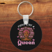 Borstkanker vecht als Queen Afro Survivor Aware Sleutelhanger (Voorkant)