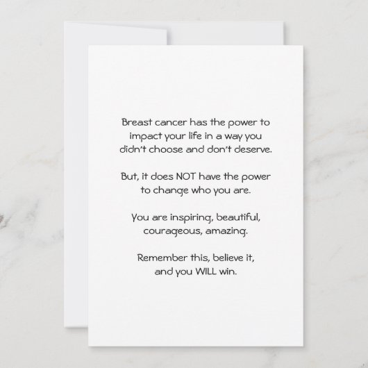 Borstkanker – Vergeet wie je bent niet kaart (Achterkant)