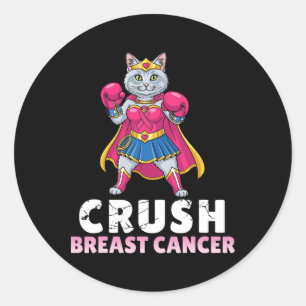 Borstkanker verpletteren met Turkse Angora Cat War Ronde Sticker